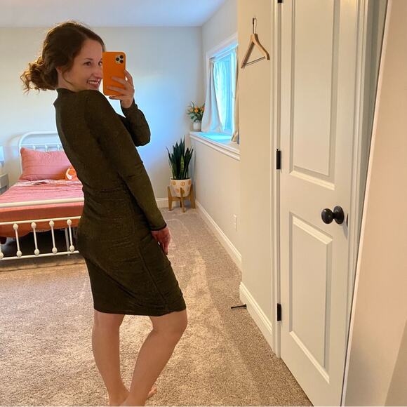 NWT n:Philanthrophy Black Gold Long Sleeve Mini Dress Medium - Picture 3 of 11